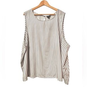 Torrid Gray Striped Sleeveless Blouse Sz 4 NWT